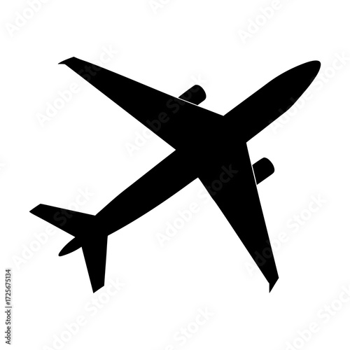 Black silhouette of a modern jet airplane flying
