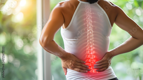 Posture of back pain,Back Pain, Spinal Anatomy, Human Skeleton, Sciatica, Lumbar Discomfort, Vertebral Column, Medical Illustration, Pain Relief, Chiropractic Care, Posture Health