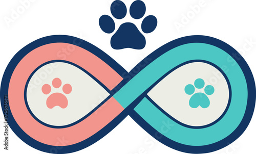 Infinity symbol with paw prints representing endless love and devotion for pets
