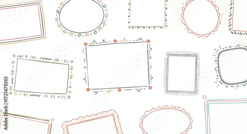Charming collection of hand drawn decorative borders and frames perfect for scrapbooking journaling or creative projects