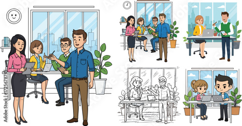 Office teamwork, business meeting, workplace collaboration, professional environment, modern workspace, corporate discussion, digital workflow, employee interaction, productivity, communication,  
