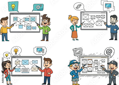 UI design teamwork, UX wireframe collaboration, creative brainstorming, mobile interface planning, digital layout strategy, analytics discussion, responsive app development, tech workflow session