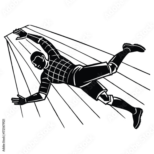 Goalkeeper silhouette diving under lights