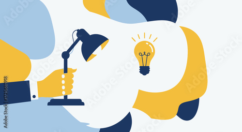 Unlocking Creativity: Hand Holding Lamp Illuminating a Bright Idea, Concept Illustration