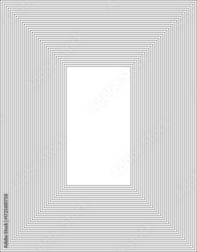 Vertical rectangle frame with a dense arrangement of concentric solid lines of uniform thickness consistently layered around the rectangle.
