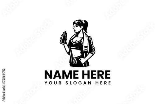 Fit Woman Holding Water Bottle in Profile View.