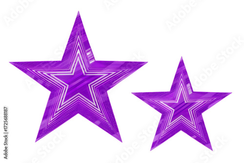 crumpled purple star pattern stickers isolated on white background png, ai generated