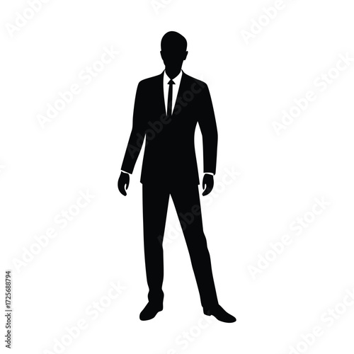 Silhouette of a businessman holding a briefcase in a professional setting