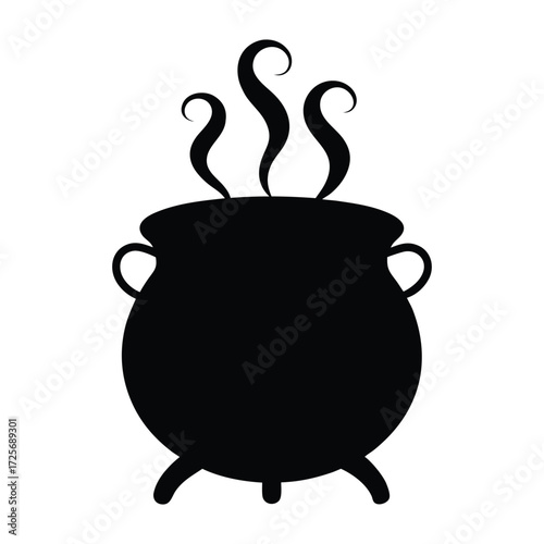 Mystical cauldron with rising steam witch s brew illustration