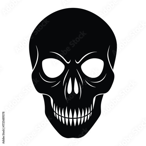Dark silhouette of a skull with empty eye sockets