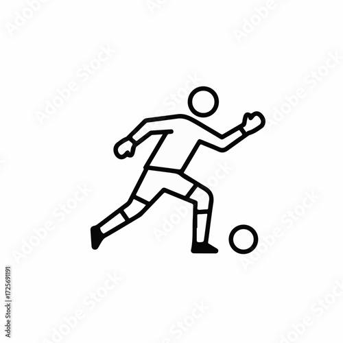 Dynamic outline illustration of a soccer player dribbling the ball with speed and focus.
