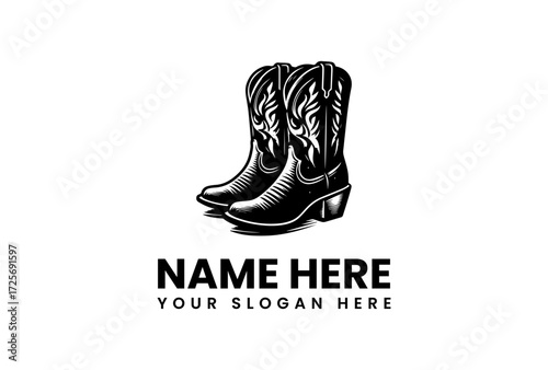 Ornate Cowboy Boots with Intricate Floral Design and Detailed Stitching.