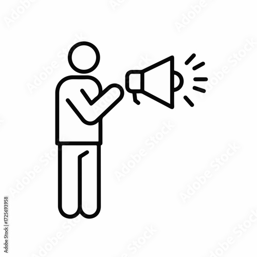 Person holding a megaphone, conveying a message with sound waves