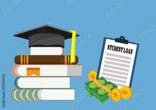 Education student loan, University and tuition fee, Vector illustration
