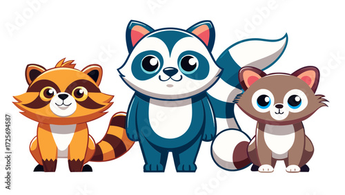 
animal, fox, cartoon, skunk, vector, dog, illustration, cat, love, set, baby, teddy, toy, fun, art, cute, pet, brown, heart, funny, character, adorable, kid, valentine, animals, childhood, farm, land