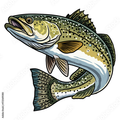 speckled trout fishing illustration logo vector image t shirt