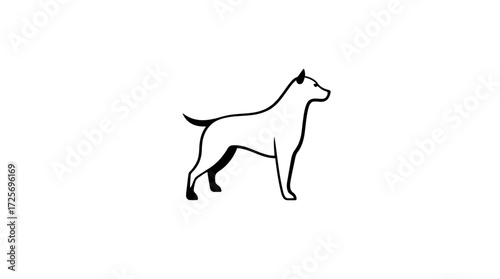 A stylized line drawing of a dog standing alertly, showcasing its elegant form.
