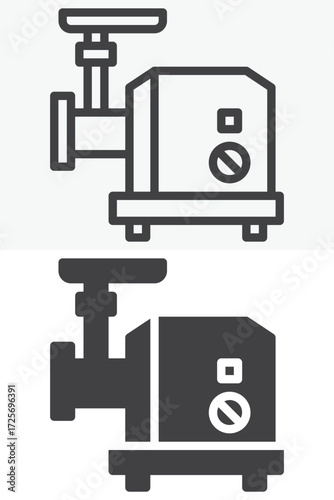 Electric meat grinder line outline solid different style icon set pack