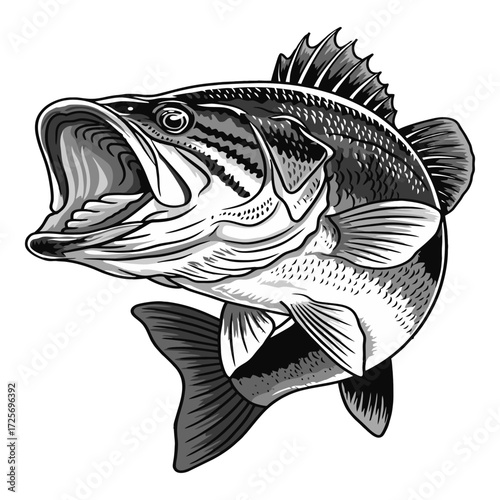 bass fishing illustration logo vector image t shirt