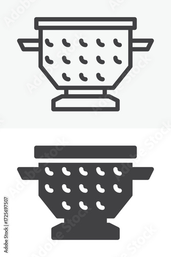 Colander line outline solid different style icon set pack