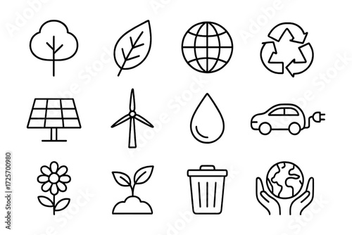 Sustainable energy icons: renewable solutions for a greener future