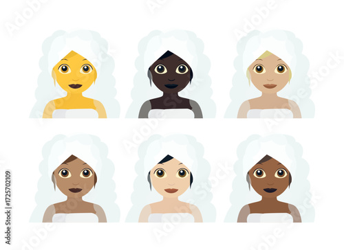 Spa towel steam room sauna emoji symbol sign icon vector illustration isolated flat woman pretty person