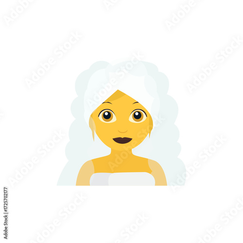 Spa towel steam room sauna emoji symbol sign icon vector illustration isolated flat woman pretty person