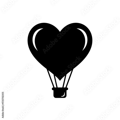 Heart shaped hot air balloon isolated on white background, symbolizing love, adventure, and dreams