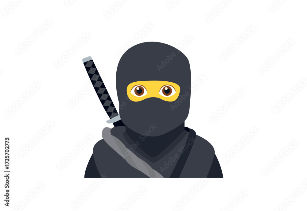 Obraz premium ninja martial arts person fight spy emoji symbol sign icon vector illustration isolated flat