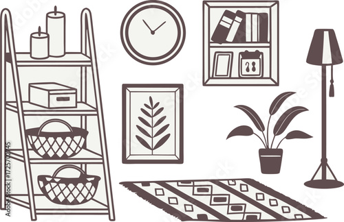 Home Decor Line Art Illustration