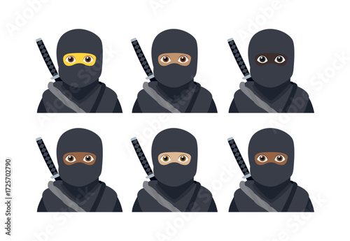 ninja martial arts person fight spy emoji symbol sign icon vector illustration isolated flat