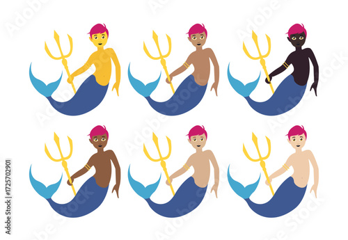 mermaid emoji symbol sign icon vector illustration isolated flat siren merman man men person