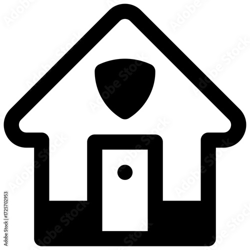 Safe house. Outlined stroke vector icon with black-filled details.
