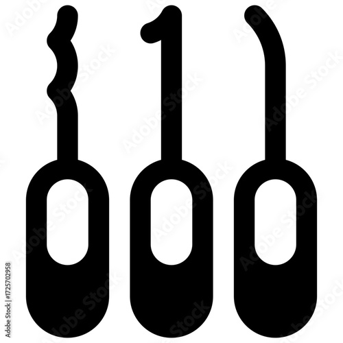 Lockpick set. Outlined stroke vector icon with black-filled details.