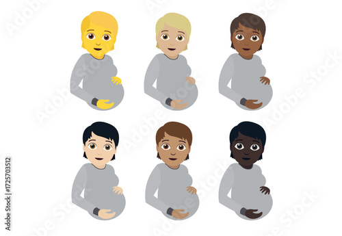 Non binary parent pregnant pregnancy emoji symbol sign icon vector illustration isolated flat person
