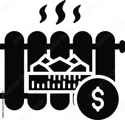 heating radiators with treasure measure vector icon Isolated on White Background