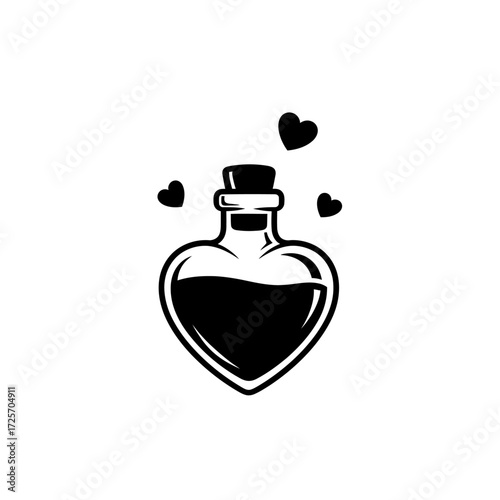 Love potion bottle with hearts isolated on white background valentines day vector illustration