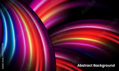 Abstract futuristic background with glowing neon light trails in motion. Colorful curved lines for a speed, technology, or automotive theme