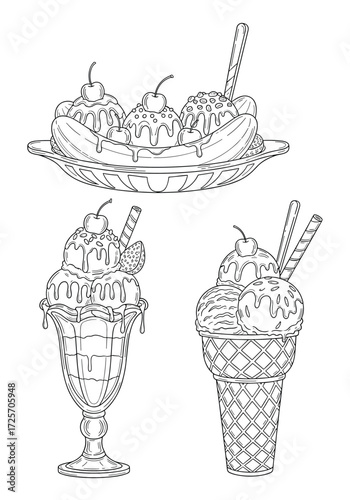Delicious ice cream desserts with various toppings and flavors perfect for hot summer days.