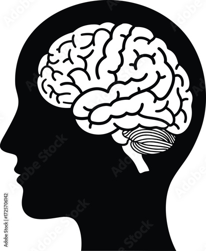 Human brain vector symbol illustration isolated on white background