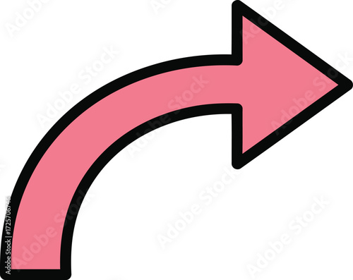 Pink arrow icon on white background. flat style. arrow icon for your web site design, logo, app, UI. arrow indicated the direction symbol. curved arrow sign. eps file 20. Isolated on White Background