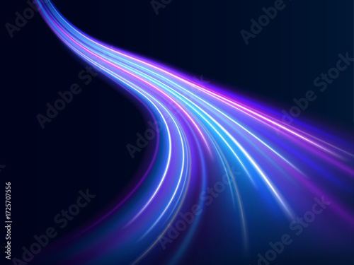 Twisting light streaks form a spiral vortex of bright particles and electric swirls. Vivid blue and red hues add intensity. Use for speed or sci-fi themes.