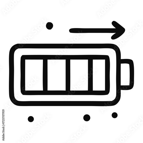 Battery icon showing power flow, perfect for energyrelated designs, tech projects, and battery charging concepts. Useful for websites and presentations.