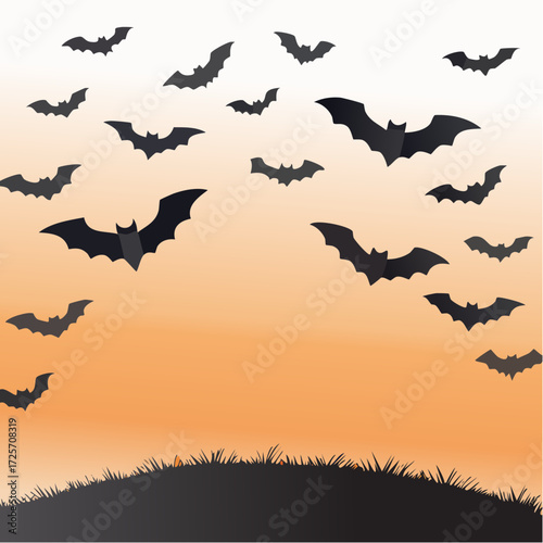 Halloween Bats Silhouette - SVG Editable Vector Graphic for Festive Designs