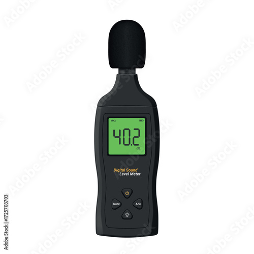 Illustration of a portable sound level meter used to measure sound levels in various environments for accurate assessment
