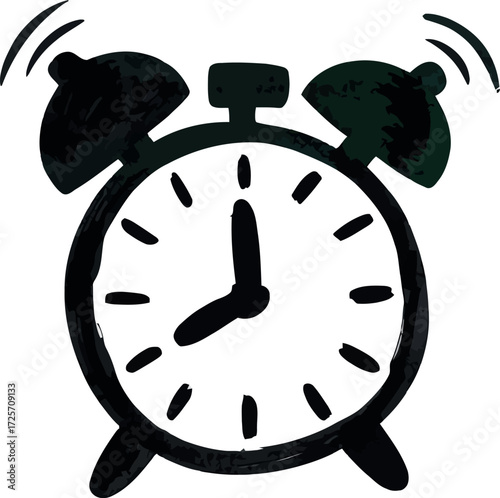 Retro alarm clock ringing morning wake up time vector Hand drawn