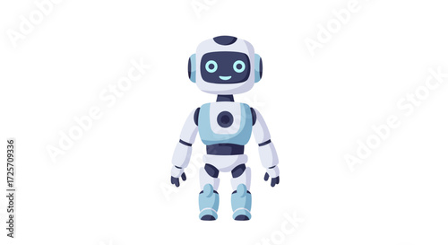 Cartoon Robot Character with Blue and White Design.