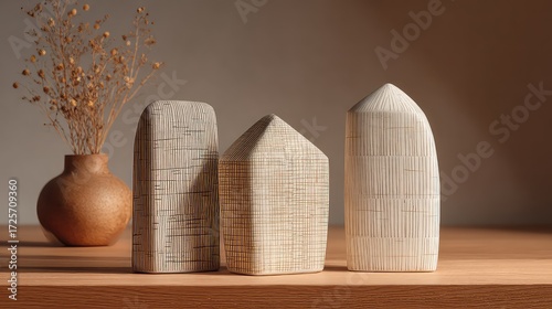 wooden vase on the wall