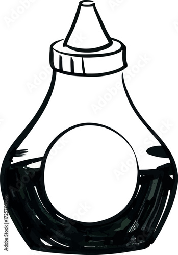 Hand drawn sketch soy sauce bottle condiment label space vector Hand drawn