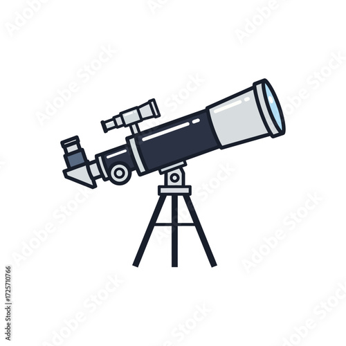 Illustration of a telescope isolated on white background, a tool for observing the stars